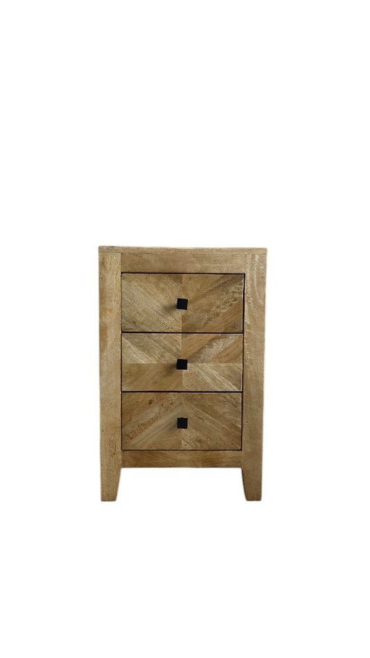 Solid Wood Chevron Nightstand – 3 Drawer KCBS-002 C