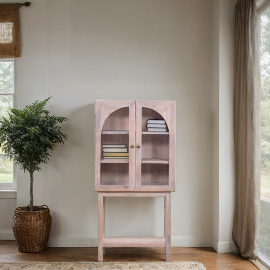 MANGO WOOD TALL SIDEBOARD WITH GLASS DOOR KCN-003