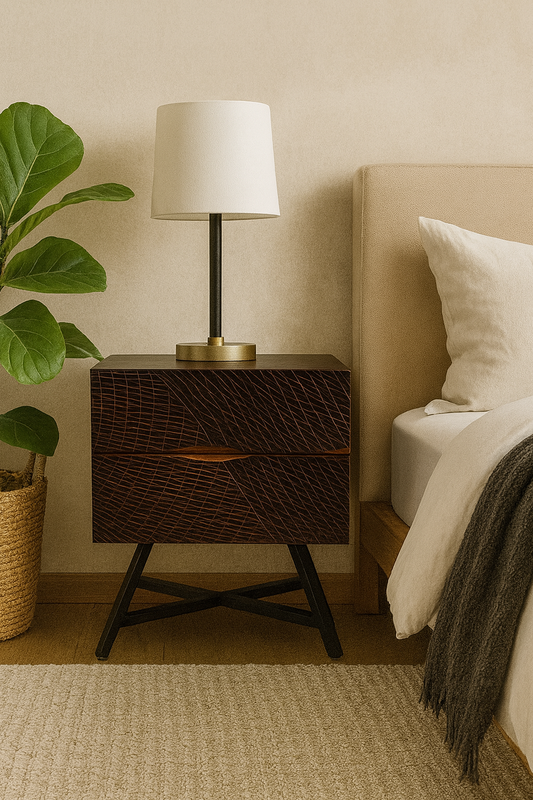 Astra Carved Wood Nightstand KCRS-005