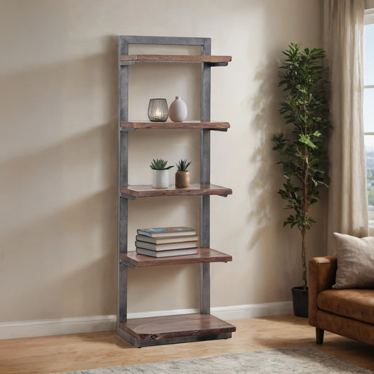 5 SHELVES WDN IRON RACK WITH LIVE EDGE SHELVES KCS-001