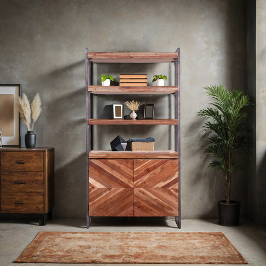 WDN IRON RACK WITH 3 SHELVES AND 2 DOOR LOWER CABINET KCS-006